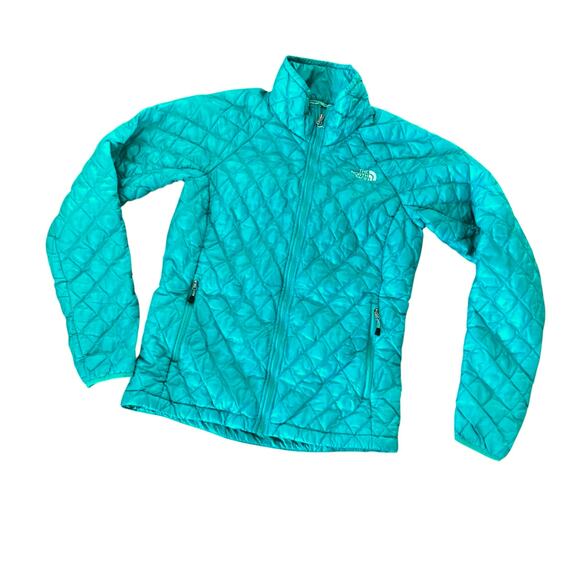 The North Face Women’s Thermaball Lightweight Packable Puffer Jacket Sz S Teal - Picture 3 of 14